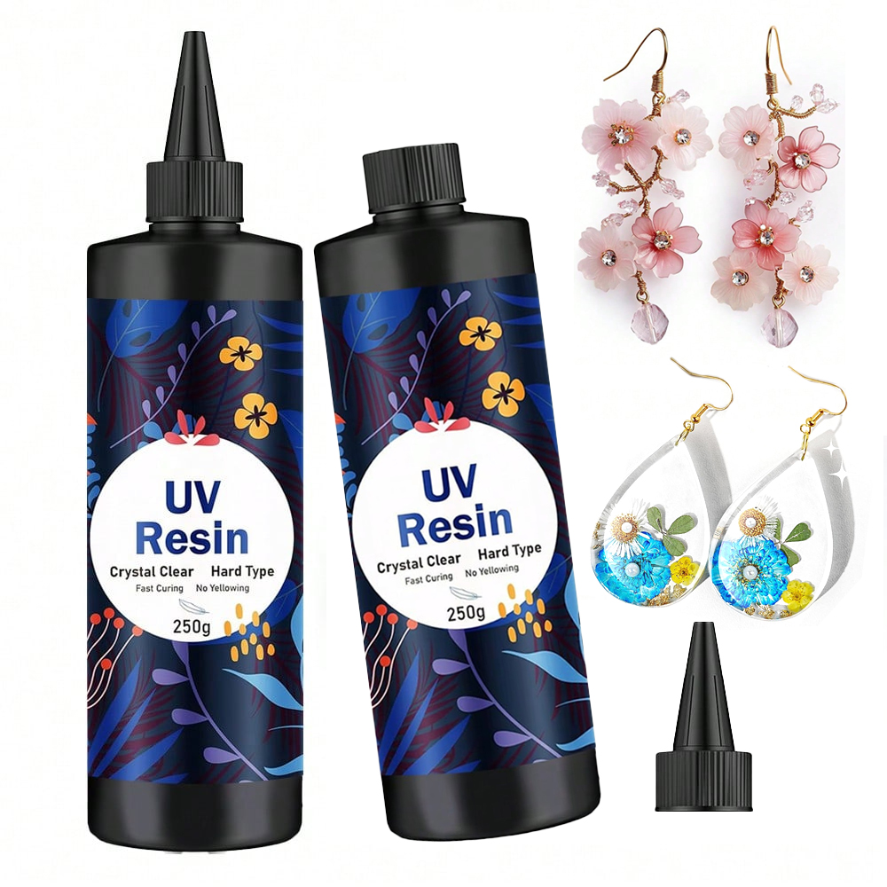 Resin Jewelry Kit - 250g/500g UV Reçine Şeffaf Sert Yapıştırıcı,